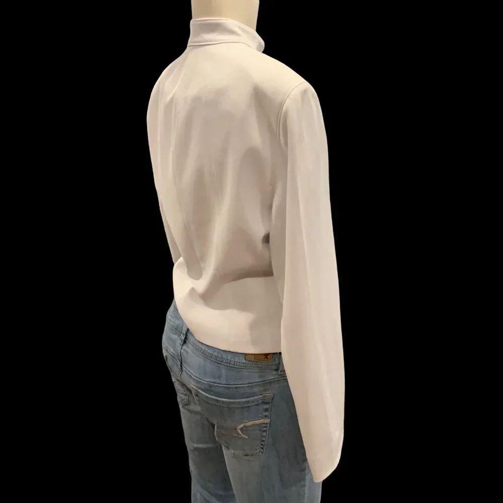 Calvin Klein Cream white Cropped Suit Jacket zipper down front women’s size 8 - Picture 4 of 11